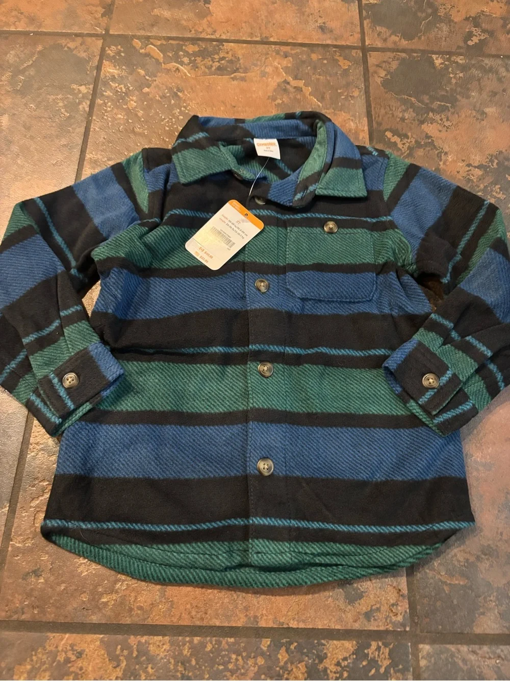 ✅Gymboree Blue & Green Striped Button-Down Shirt